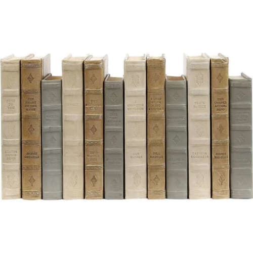 ENGLISH FINE LEATHER LIGHT 12 PIECE DECORATIVE BOOK SET image