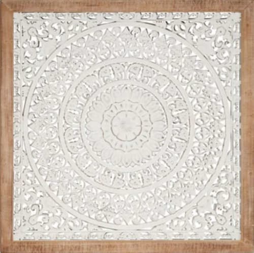 White Wood Carved Medallion image