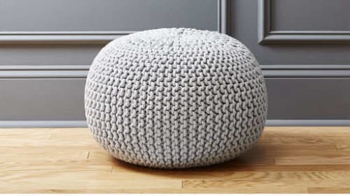knitted silver grey pouf image