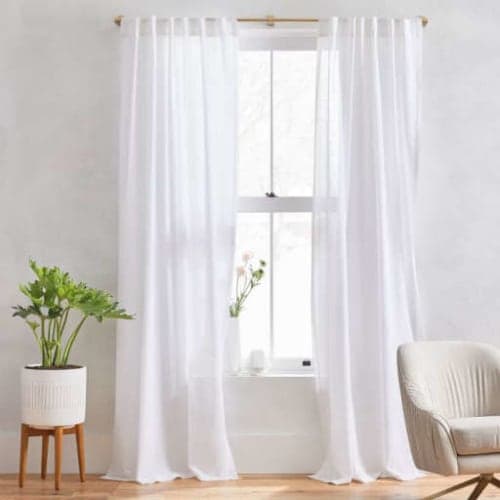 Sheer Crosshatch Curtains (Set of 2) - White image