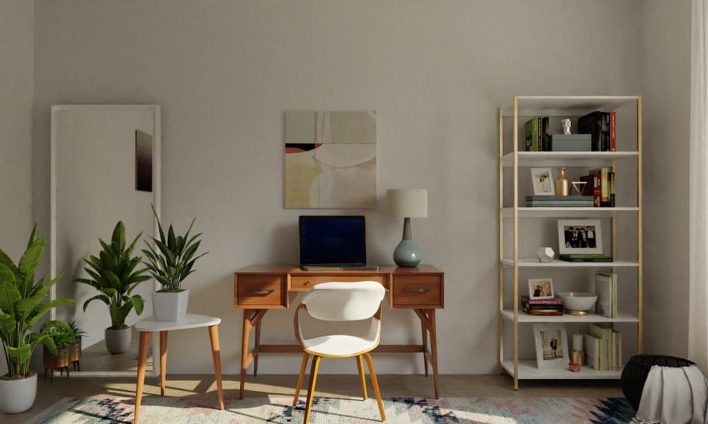 Functional, Productive Mid-Century Modern Home Office