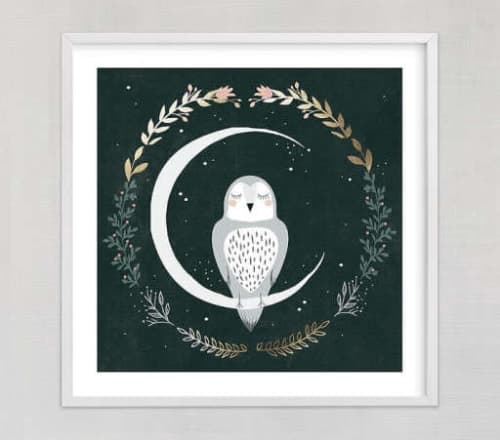 Moon and Owl Wall Art image