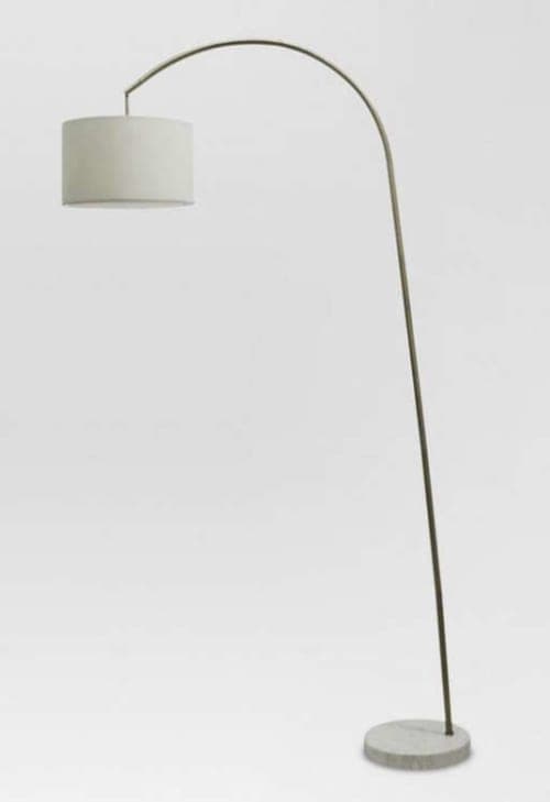 Shaded Arc with Marble Base Floor Lamp Brass image