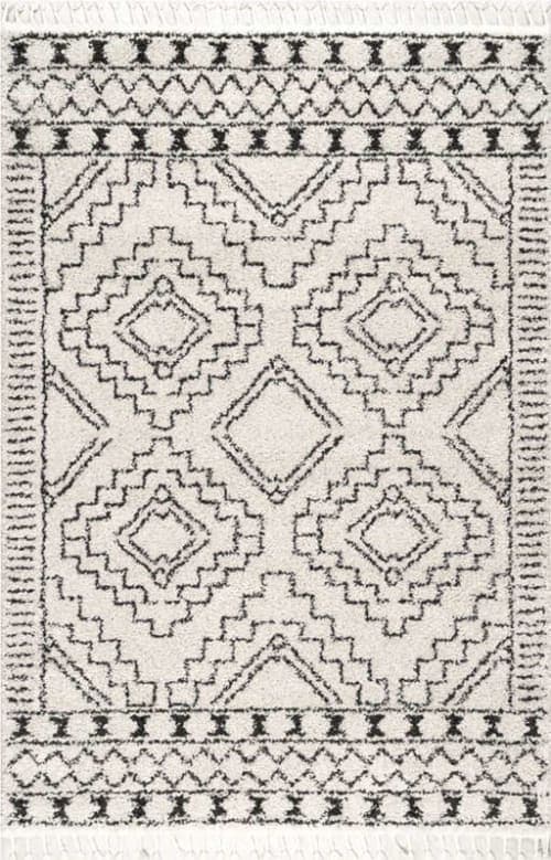 Off White Tribal Moroccan Tassel 8' x 10'  image