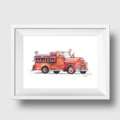 Susann Fire Truck Paper Print image