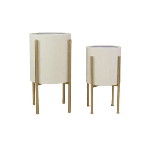 Nabila Mid Century Planters, Beige, Set of 2 image
