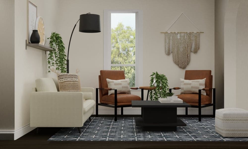 Leather Accent Chairs: Urban Boho Living Room