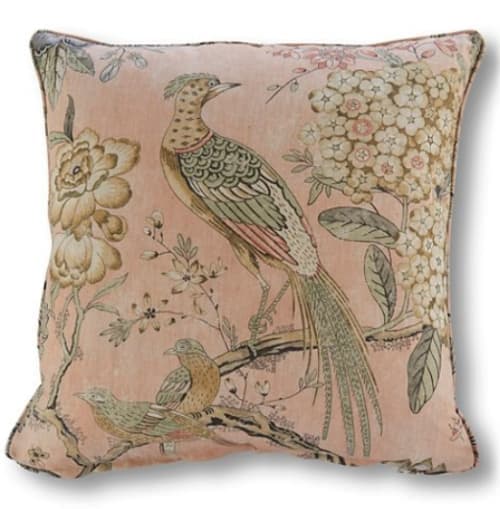 Floral Pheasant Pillow Blush With Insert-19"x19" image