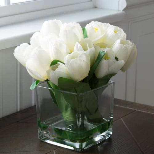 Tulip Floral Arrangement in Glass Vase image