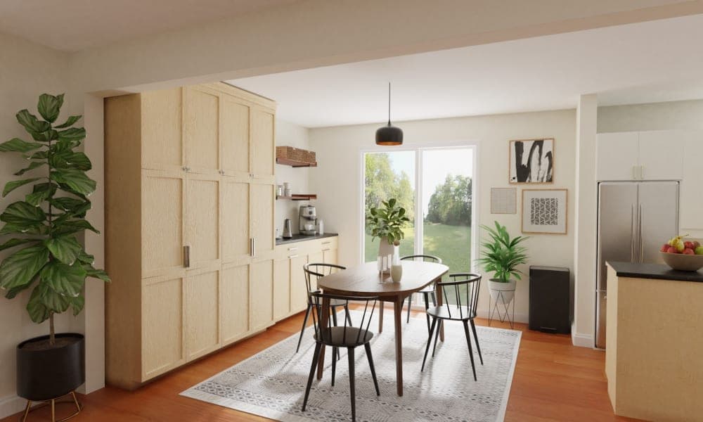 A dining room that’s the perfect blend of mid-century modern and boho styles