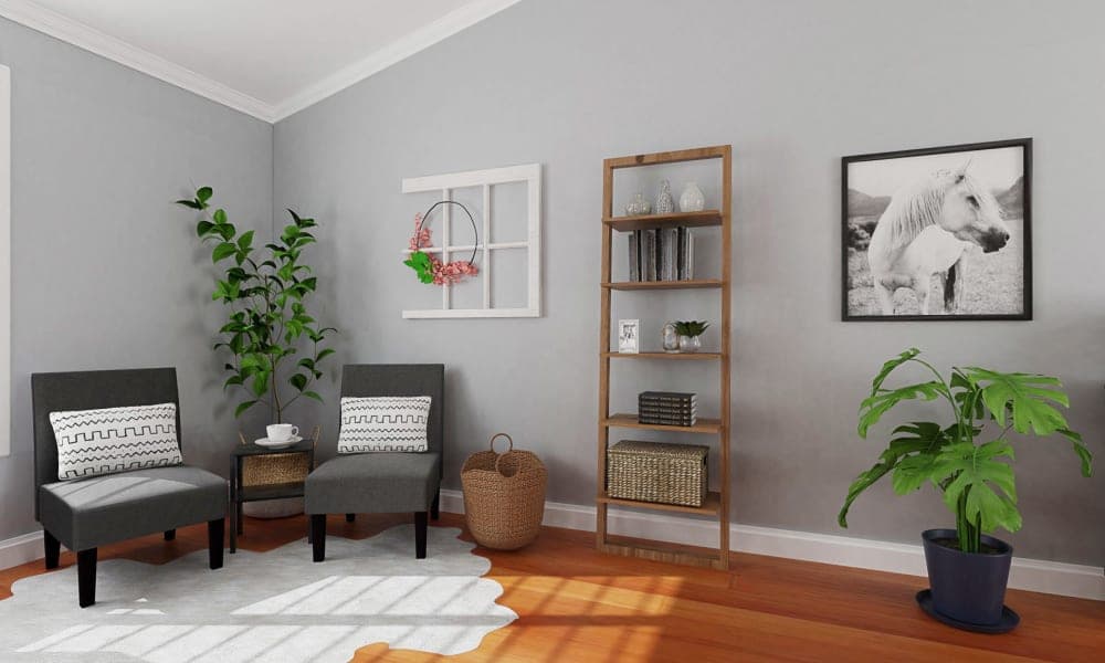 Open Space with Reading Nook: Modern Farmhouse Living Room