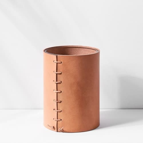 Made Solid Leather-Wrapped Vase, Small image