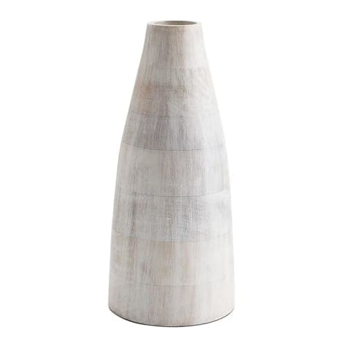 Whitewash Tan Wood Vase Large image
