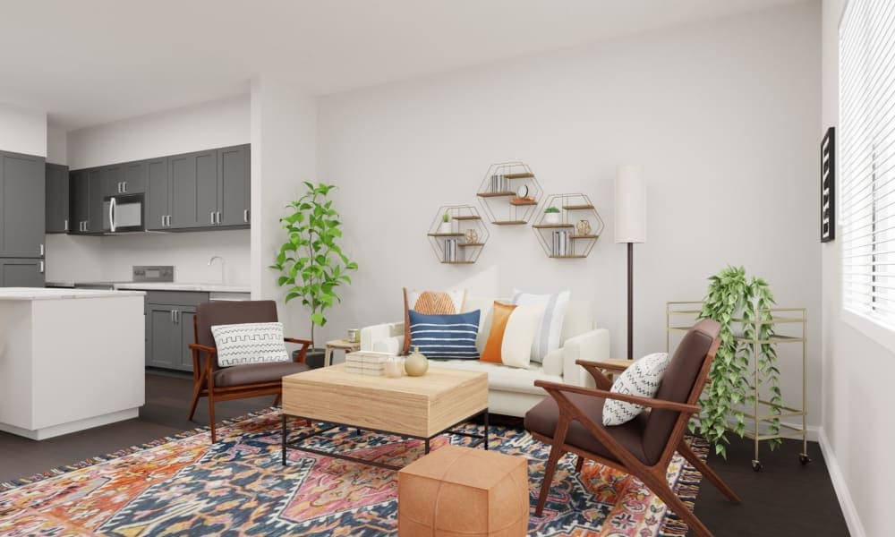 A Statement Rug: Urban Boho Living Room