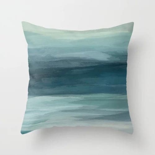 Sea Levels Seafoam Abstract Ocean Throw Pillow With Insert-18"x18" image