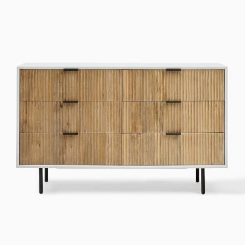 Quinn Wood 6-Drawer Dresser - White/Antique Bronze image