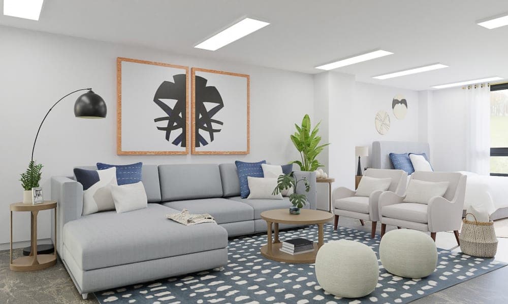 Transitional Coastal Studio Interior Design