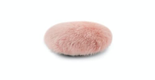 Lanna Pink Round Sheepskin Pillow With Insert-16"x6" image