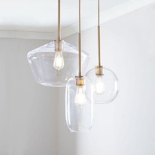 Sculptural Glass 3 Light Multi Chandelier Clear image