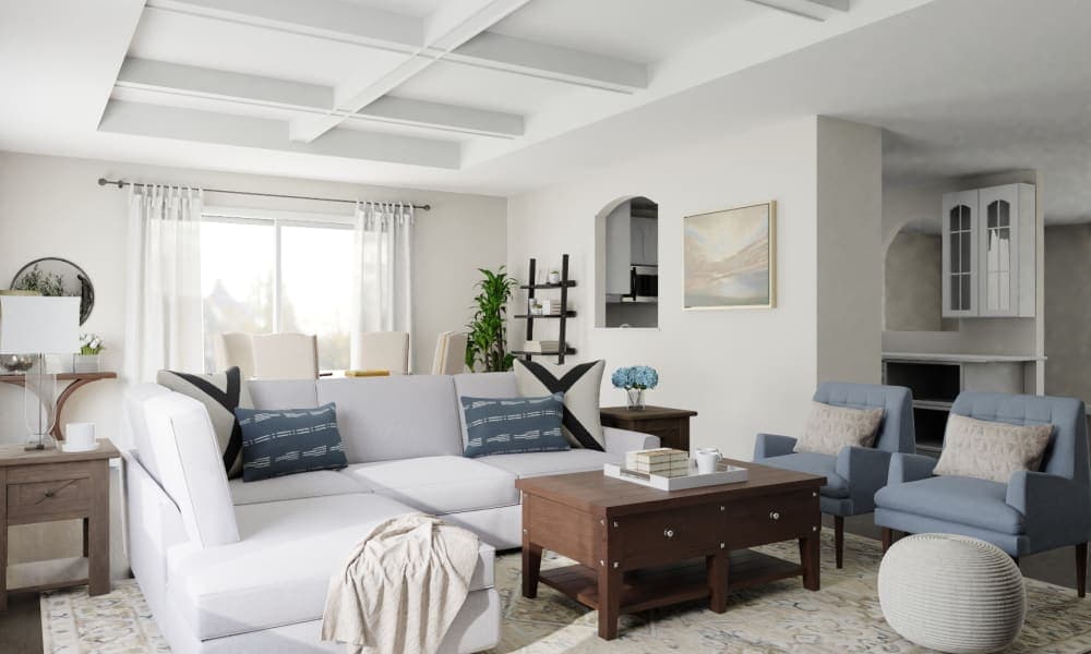 Conversational Layout:  Transitional  Coastal Living Room