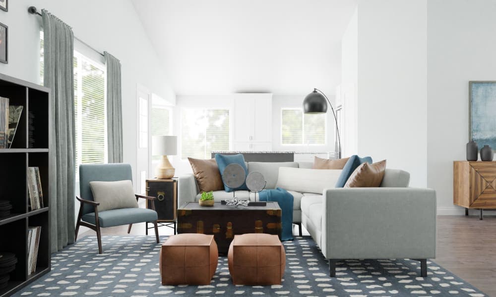 Statement Teal:  Urban Modern Living Room