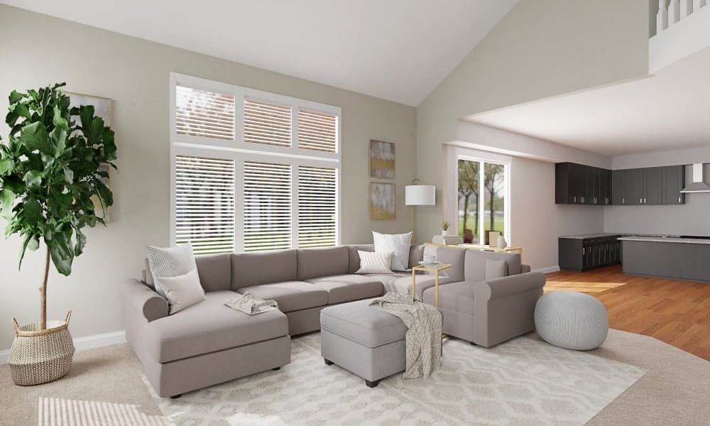 A stunning transitional living room for a family of five