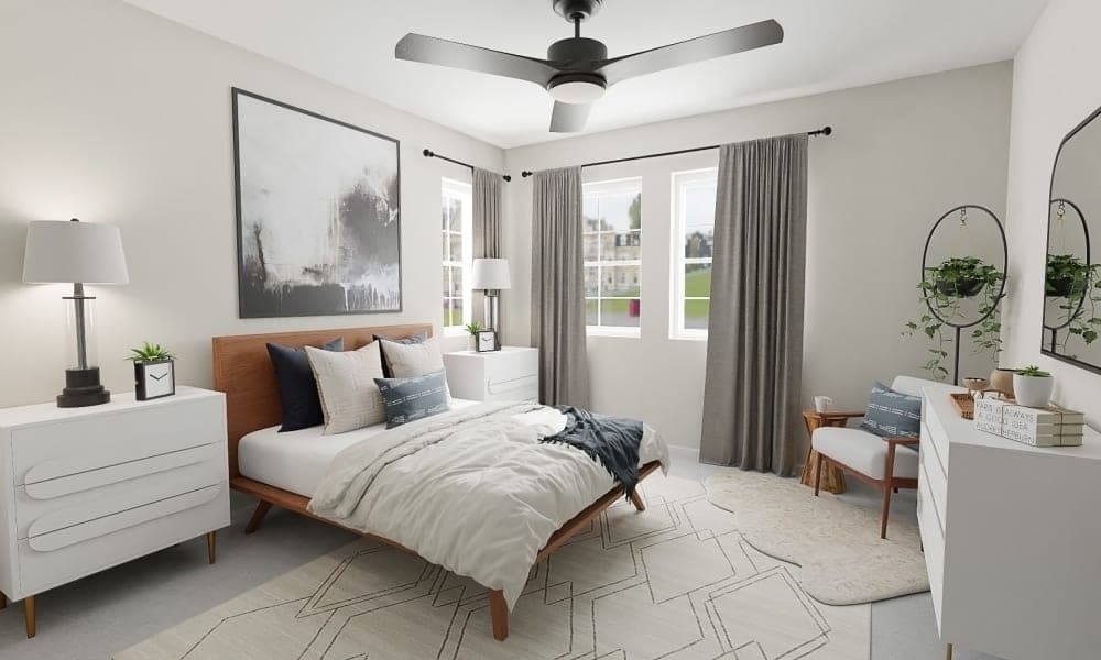 Abstract Artwork: Mid-Century Urban Bedroom