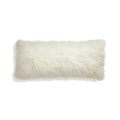 Pelliccia Ivory Mongolian Sheepskin Lumbar Pillow With Insert-36"x16" image