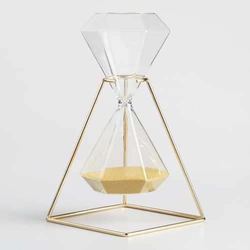 Hexagonal Hourglass With Gold Stand image