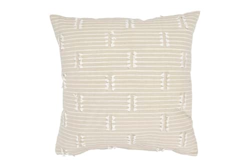 Taupe Square Cotton Woven Throw Pillow by Sprinkle Bloom No Insert- 18"x18" image