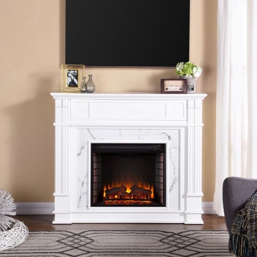 Rochester  Electric Media Fireplace in White image
