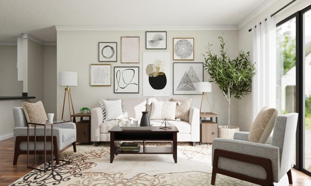 Classic Transitional Living Room for Gatherings & Entertaining