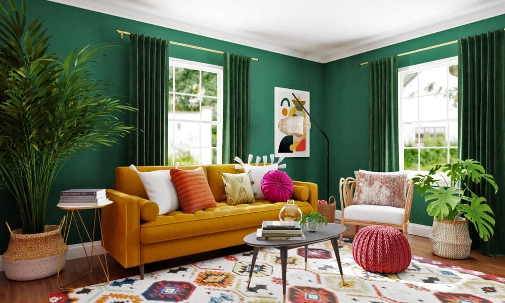 Unique Bold Living Room with Daring Boho-Eclectic Vibes