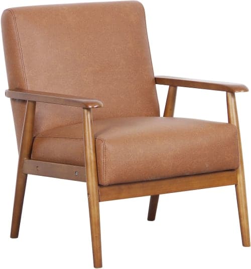 Lummus Cognac Wood Frame Upholstered Accent Chair image