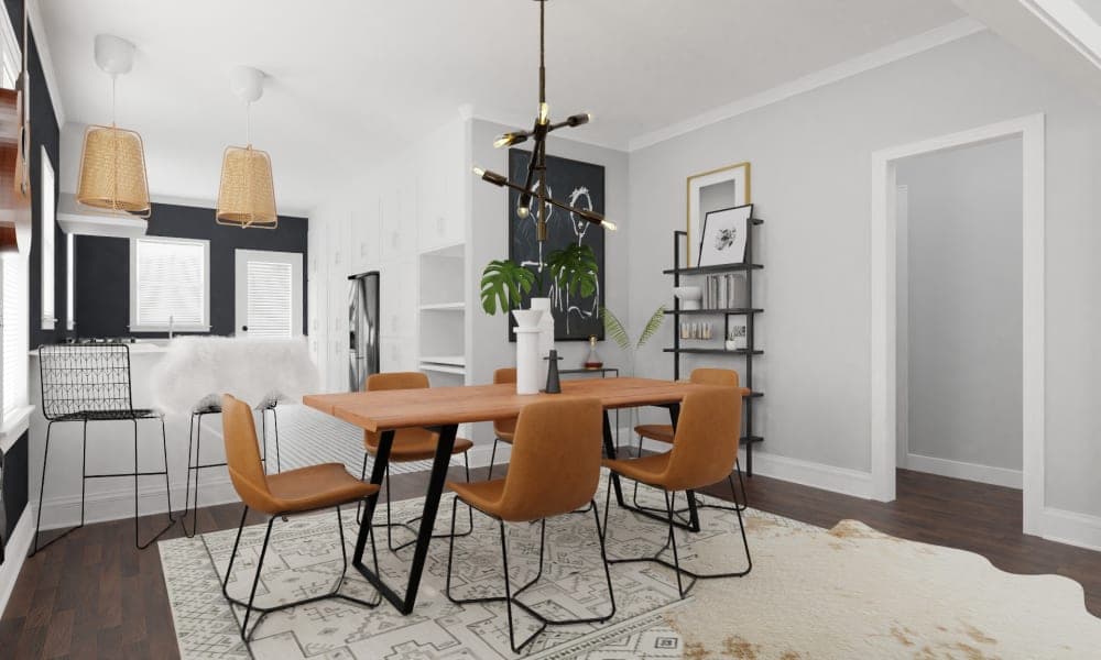 An Industrial Living/Dining Room Overflowing With Fur Accents