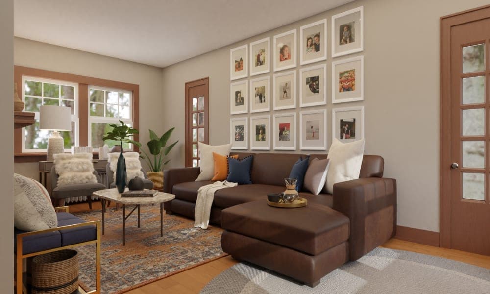 Dramatic Gallery Wall: A Transitional Living Room