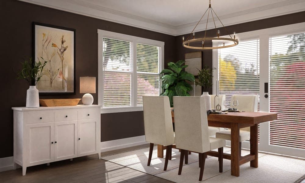 A Rustic Dining Room In A Perfect Brown-Rust Tone