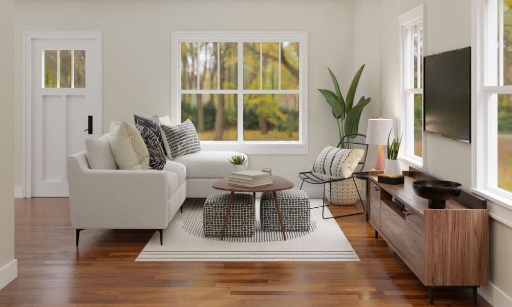 A Wabi Sabi Mid-Century Modern Living Room