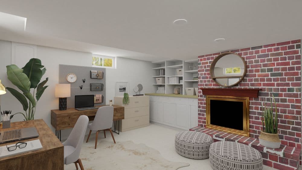 An Exposed Brickwall In A Rustic Home Office Gallery, Image 3