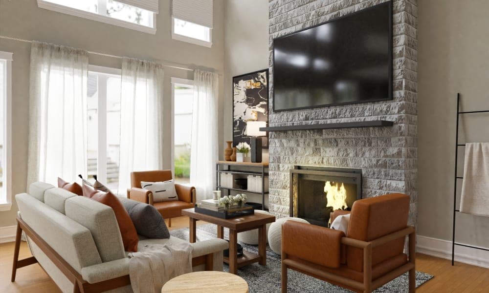 Gray, Woody & White: A Mid-Century Modern Living Room