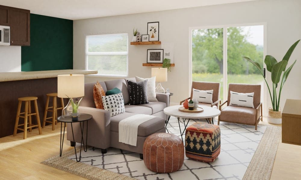 A Welcoming Modern Boho Living Room