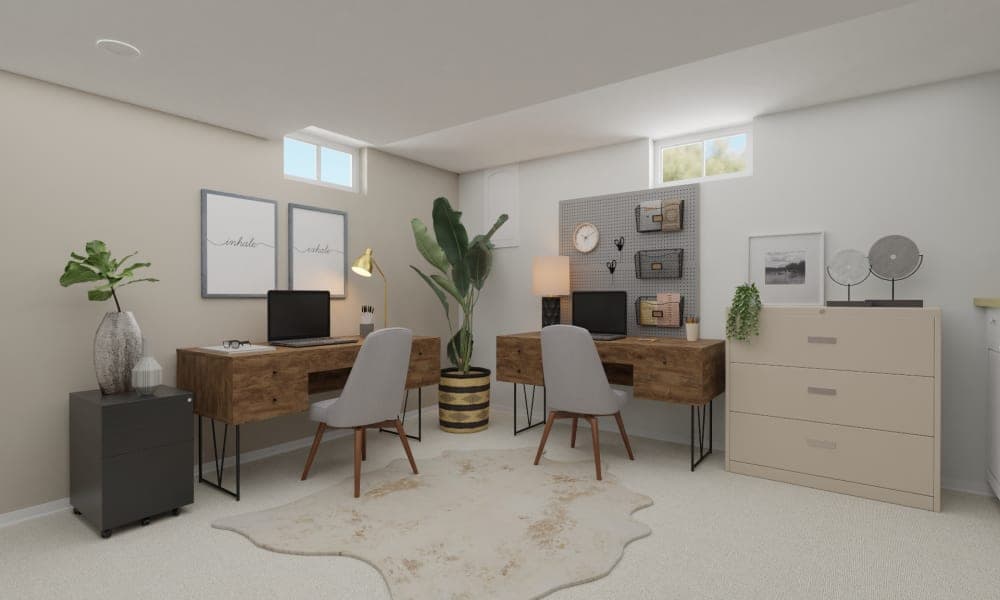 An Exposed Brickwall In A Rustic Home Office