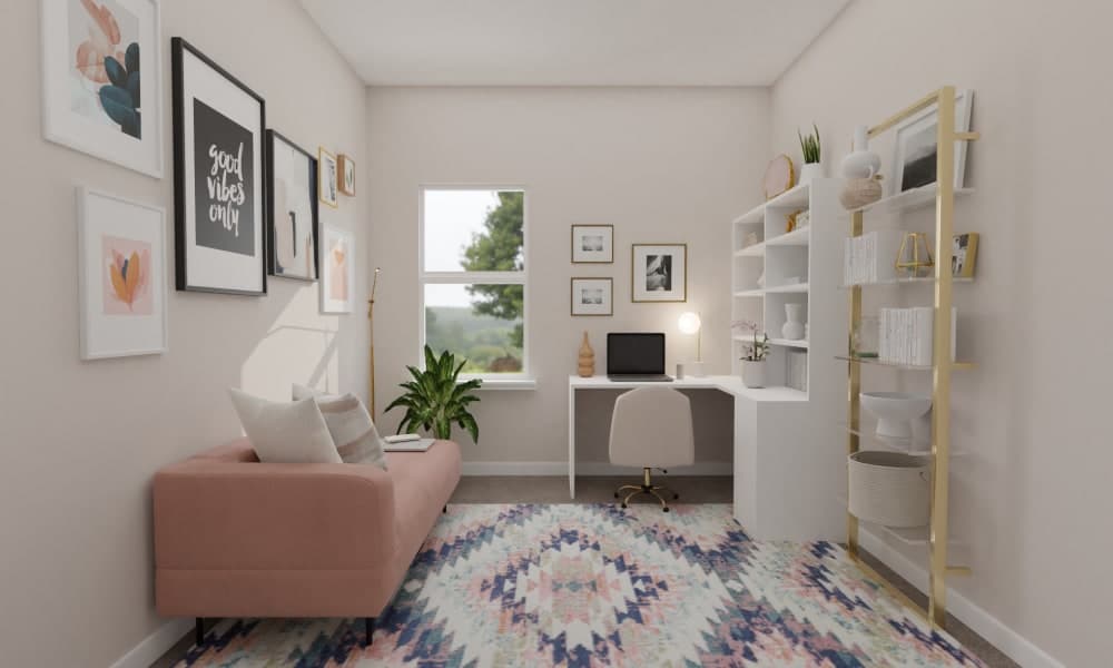 A Glam Home Office In Beautiful Blush Tones