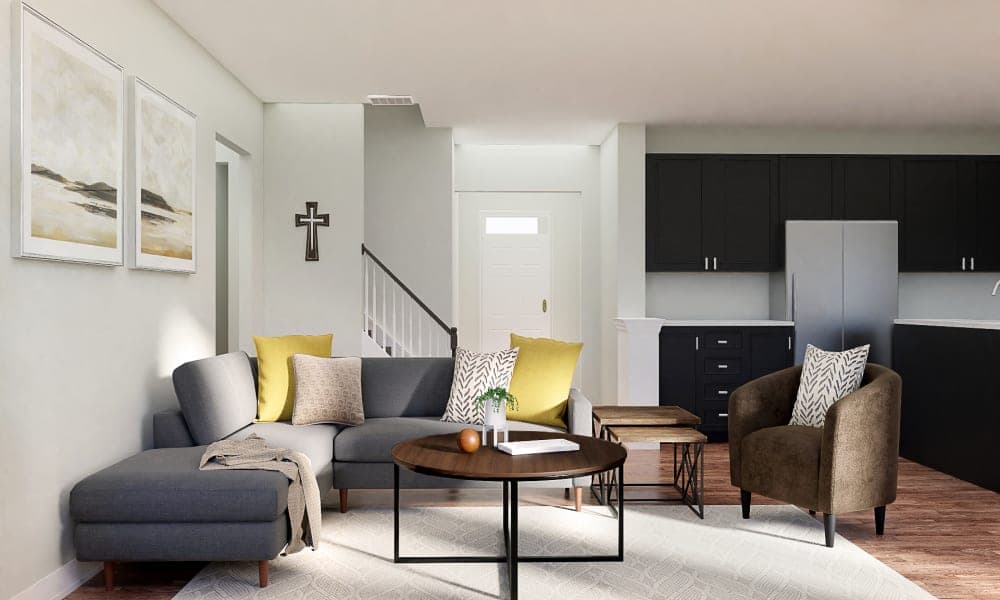 Earthy Tones Celebrate This Modern Living & Dining Room