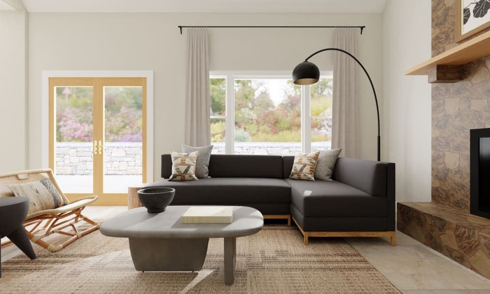 Wood Accent Wall: A Contemporary Living Room