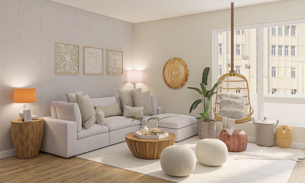 Airy & Rattan: A Coastal Living-Dining Room