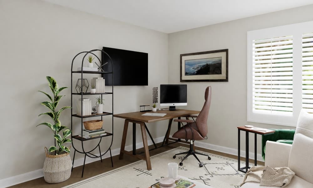 Colorful Accent Wall: A Transitional Home Office