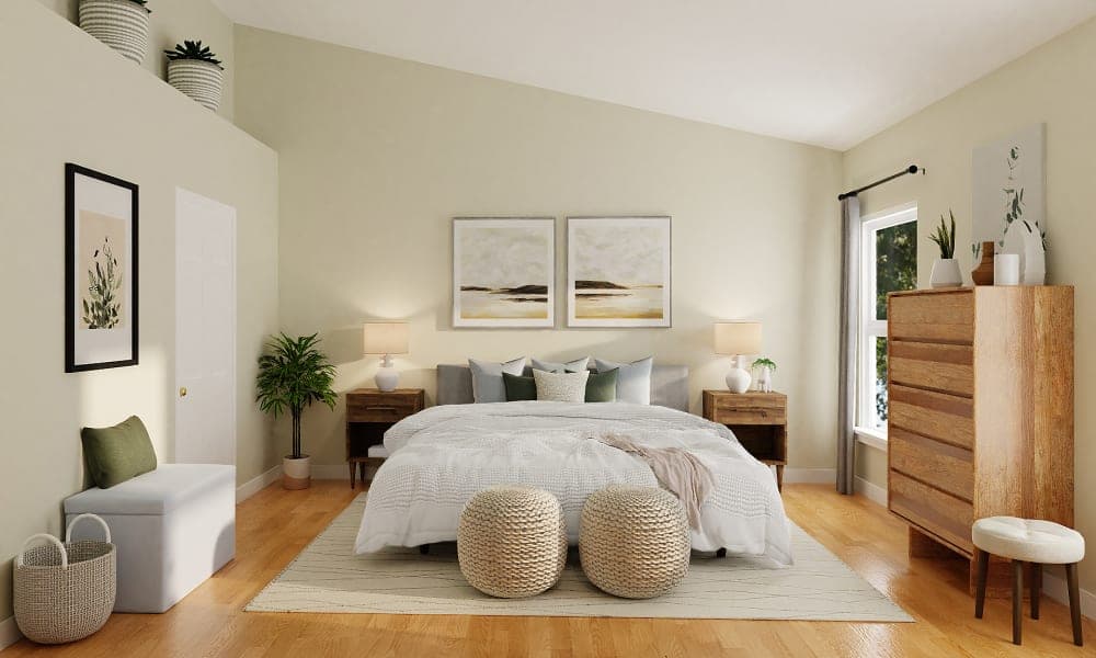 Plants Add Beauty To This Mid-Century Modern Bedroom