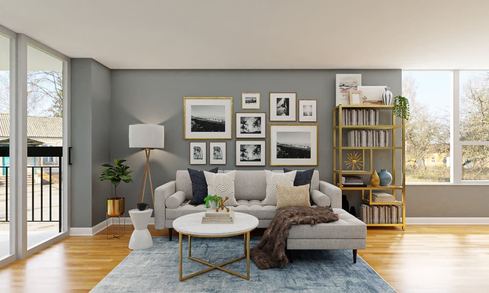 Honey Hue & Cobalt: A Contemporary Living-Dining Room