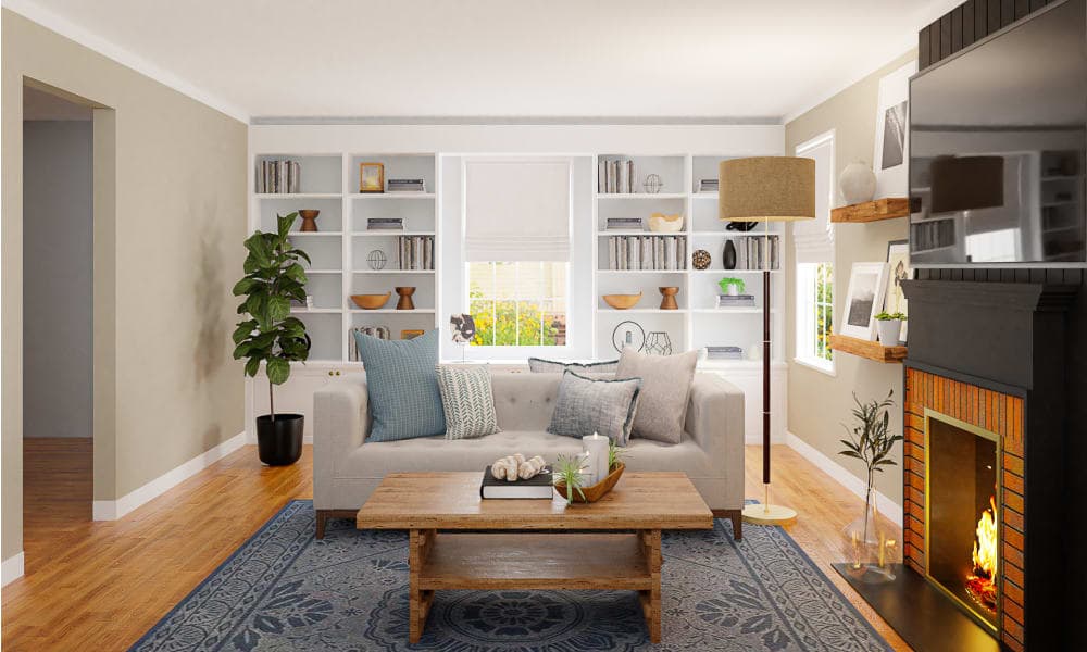 A Picture-Perfect Rustic Transitional Living Room